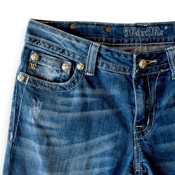 Miss Me Jeans Size 30 White Star Pocket Low Rise Bootcut Denim - Picture 5 of 9